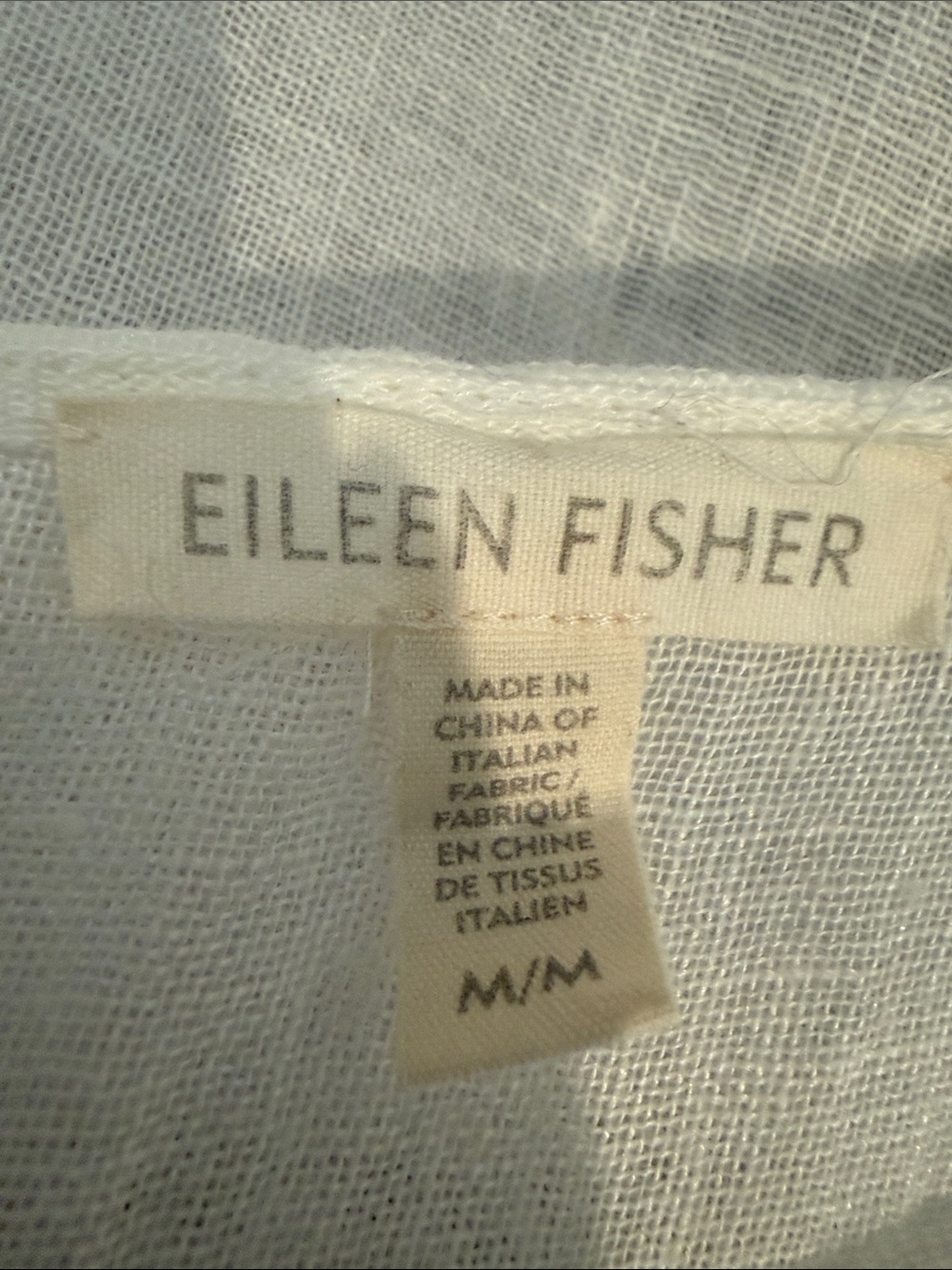 Eileen Fisher Sheer White Linen Midi Shift Dress - Picture 6 of 6